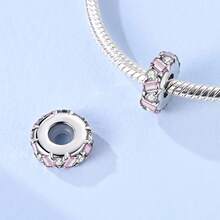 1 pieza Cadena de cuentas espaciadoras versátil clásica chapada en plata, encanto para pulsera, ideal para hacer joyas DIY, opción ideal como regalo de joyas para mujeres - Plateado - Ver 6
