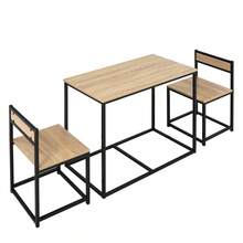 HOMCOM Dining Table With 2 Chairs, 3-Piece Dining Set, Kitchen Table Set For 2 People, Dining Set For Small Spaces, Kitchen, Living Room, Oak On Site - 1 - View 9