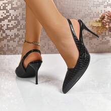 Women's Fashion High Heel Sandals, Solid Color - Black - View 6