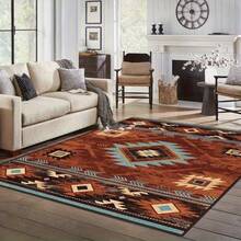 Large Southwest Style Area Rug - Large Living Room Bedroom Carpet, Machine Washable Indoor Outdoor Rug With Backing, Brown Beige Blue Black Decor, Home Office Balcony Terrace Rug, Easy To Clean Large Area Rug, Western Style Soft Plush Fabric Rug - Multicolor - View 10
