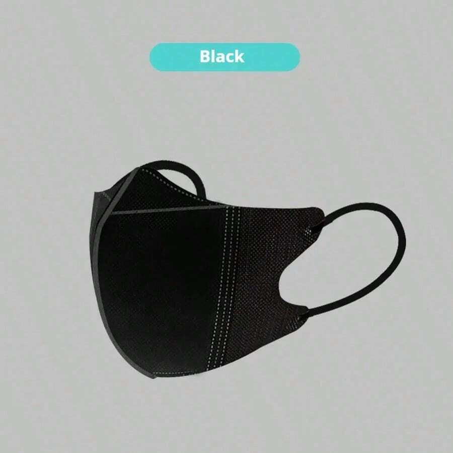 10pcs Black Non-Woven Fabric Masks, Breathable & Lightweight Design, Morandi Color, Suitable For Women, Individually Packaged - Black - View 1