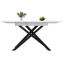 Tavoli da pranzo - Bianco+Nero+MDF+Metallo-1 - Visualizzare 8