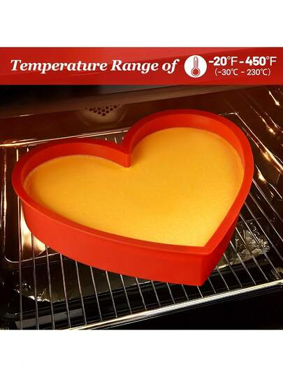 1pc 9-Inch Non-Stick Silicone Heart-Shaped Cake Mold, DIY Heart-Shaped Baking Mold For Cakes, Baking, French Pastries, Desserts, Brownies, Ice Cubes