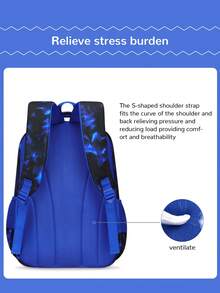 1 Set Football Graphic Backpack Set, Large Capacity Lightweight Student Backpack, Adjustable Shoulder Straps, Fashion Multi-Compartment Laptop Bag, Suitable For School And Daily Use - Blue - View 7