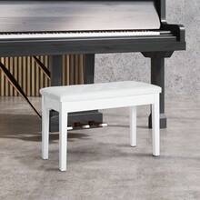 HOMCOM Country-Style Piano Stool With Storage, Made Of Rubberwood And Synthetic Leather, White, 76 X 36 X 50 Cm, For Music Lovers On Site