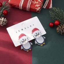 1 Set Cute Acrylic Christmas Earrings, Snowman, Santa Claus, Christmas Tree And Reindeer Stud Earrings, Festive Fun Accessories, Ideal Gift For Women - Multicolor 2 - View 14