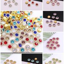 50pcs 10mm(0.394in) Rhinestone Border Flat Bottom Randomly Mixed Color Crystal Cabochons Gemstone Sewing Beads For Jewelry Making DIY Needlework Handmade Bow Decoration Accessories - Multicolor - View 2