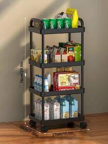 1pc Plastic Multi-Tier Rolling Cart, Mobile Storage Rack For Snacks, Kitchen, Bedroom, Bathroom And Office Kitchen Items Kitchen Accessories Kitchen Tools - Multicolor - View 9