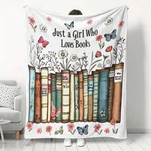 GEL HUT MUN 1件舒适书虫法兰绒毯 - 学术花卉书籍印花设计，柔软保暖，四季皆宜，适合家居装饰、露营、旅行 - 送给读者、挚友和家人的完美礼物，温馨家居装饰 | 充满想象力的书籍设计 | 柔和色调毯子，书虫礼物 - 咖啡棕 - 查看 15