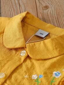 Nueva blusa para niñas, top de manga corta para el verano - Amarillo Mostaza - View 3