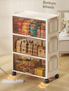 1pc 50cm/19.6in Wide Plastic Storage Cabinet, Flip-Top Foldable Storage Box, Wardrobe Organizer Box, Kitchen & Dining Utensil Cabinet, Kitchen Storage Rack, Living Room Toy Cabinet, Slim Gap Organizer, Kitchen Slim Storage Cabinet, Christmas & Halloween Gift, Portable Clothes Cabinet, Under Bed Storage