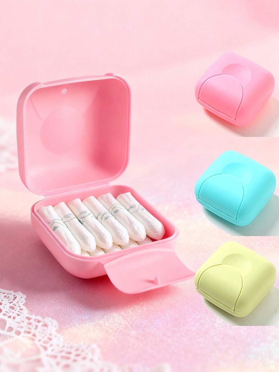 Tampon Storage Box, Portable Plastic Storage Box With Lid - Multifunctional Bathroom Storage, Elegant Small Gift, Multipurpose Storage, Home Decor Accessories Tampon Storage Box - Multicolor - View 1