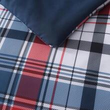 King Comforter Set, Classic Red Black Plaid-Piece Bedding Set, Farmhouse Lightweight All-Season Bed In A Bag With Sheets, Pillowcases & Shams, Home Decor - 海軍紅 - 查看 6