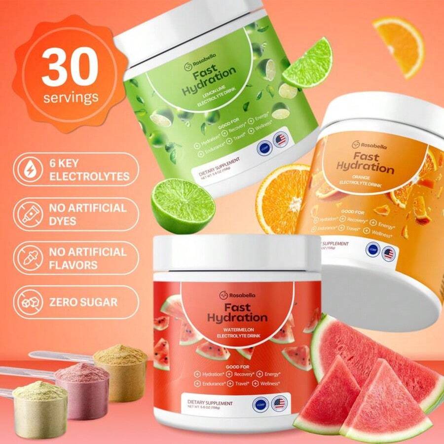 Rosabella Electrolytes For Fast Hydration, Fast Recovery, Electrolyte Imbalance - Watermelon, Lemon Lime, Orange - 西瓜 - 查看 1