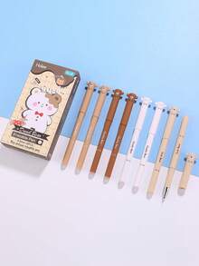 12pcs Cartoon Bear Erasable Gel Pen Set, 0.5mm Erasable Pen In Sky Blue, Adorable Patterns, Built-In Eraser, Suitable For School, Home, Party And More