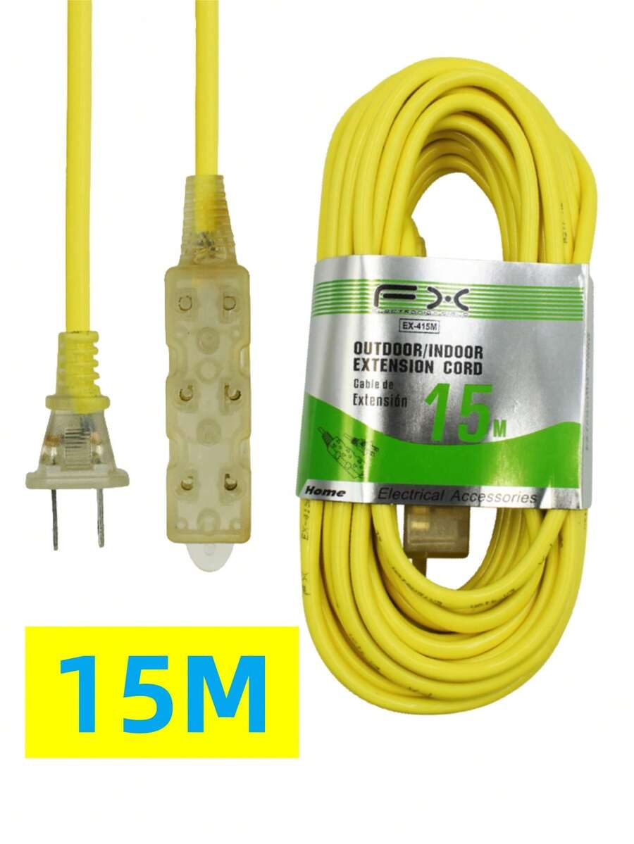 EXTENSION 3 ENCHUFE 3M/5M/7M/15M DE USO RUDO PARA EXTERIOR HOGAR - 15M - Ver 1