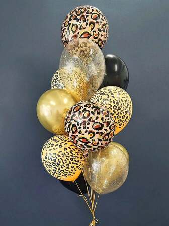 8/24件套18英寸豹纹气球套装，包含18英寸心形气球和豹纹气球。非常适合女孩派对、单身派对、生日派对、派对装饰、情人节装饰、新年礼物和豹纹气球装饰。