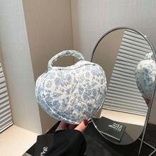 Individuell bestickte gesteppte herzförmige Kosmetiktasche mit Griff, Schleifenblumen-Reise-Make-up-Tasche, tragbare Kulturtasche, Waschbeutel, kleiner Aufbewahrungsorganizer für Mädchen, personalisiertes Geschenk zum Geburtstag oder Feiertag, Weihnachtsgeschenkzubehör - Verschiedenfarbig - Übersicht 7