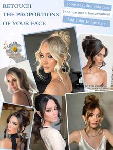 Long Side Air Bangs,2PCS Clip In Bangs 12 Inch Long Wavy Curly Clip In Bangs Synthetic Fiber Front Side Bangs For Women Daily Use - Multicolor - View 7