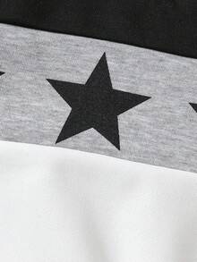 2pcs/Set Boys' Casual Color Block Round Neck Long Sleeve Star Print Sweatshirt And Pants Set, Spring/Autumn - Multicolor - View 5