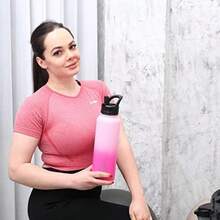 BJPKPK - Botellas de agua aisladas con tapa de popote, termo frío y caliente de 22 onzas, botella de agua de metal de acero inoxidable con 3 tapas, termo reutilizable, tazas, tazas para uso diario(1.2 Litros ROSA ROSA) - Multicolor - Ver 7