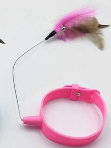 猫项圈逗猫棒，颈部缠绕式自娱自乐咀嚼玩具，带羽毛和铃铛，宠物用品 - 彩色 - 查看 9