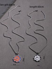 2入組/套彩色卡通字元設計中性情侶簡約風街頭服飾項鍊,60cm - 彩色 - 查看 5