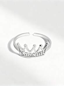 1 Stück individuell gefertigter Edelstahl Kronen-Namensring, personalisierter verstellbarer Fingerring, eleganter Stil, süßer Stil, Kronen-förmiger Ring, individualisierter Ring, Damenring, Namensanpassung, geeignet für Weihnachten, Valentinstag, Muttertag, Ramadan oder Jahrestage, Geburtstage und andere personalisierte Geschenke. - Verschiedenfarbig - Übersicht 10