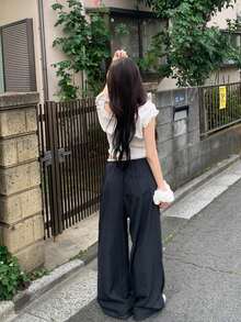 时尚宽松直筒休闲运动裤，轻便 - 灰色 - 查看 6