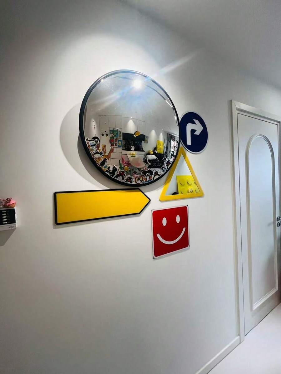 一套升级版时尚超大镜子（约11.8英寸和8.2英寸）。360度全景停车镜，圆形壁挂镜，装饰壁镜，简约奢华镜，适用于浴室、卧室、客厅及其他家居装饰。