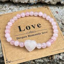 1/3件装女士天然虎眼石、粉晶和紫水晶手链 - 波西米亚风格心形串珠首饰，适合日常佩戴以及生日、母亲节、情人节等特殊场合 - 手工制作，附赠贺卡，意义非凡的礼物，优雅设计，抛光珠子，串珠饰品 - 彩色 - 查看 5