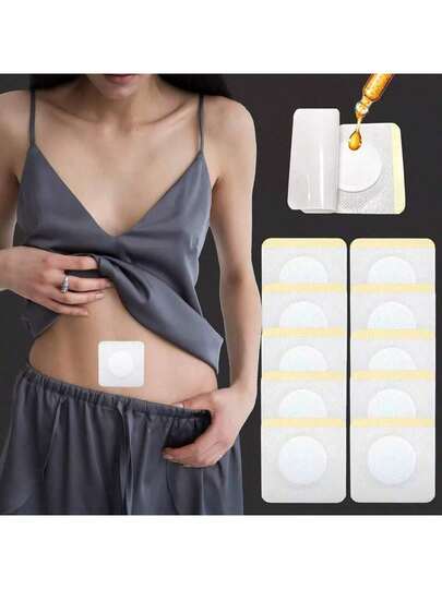 60Pcs Castor Oil Patches, Self-Adhesive Disposable Castor Oil Pack Wrap For Belly Button Wrap Pads Spunlace Cloth Highly Absorbent Organic Cover Compress Patches (Oil Not Included)