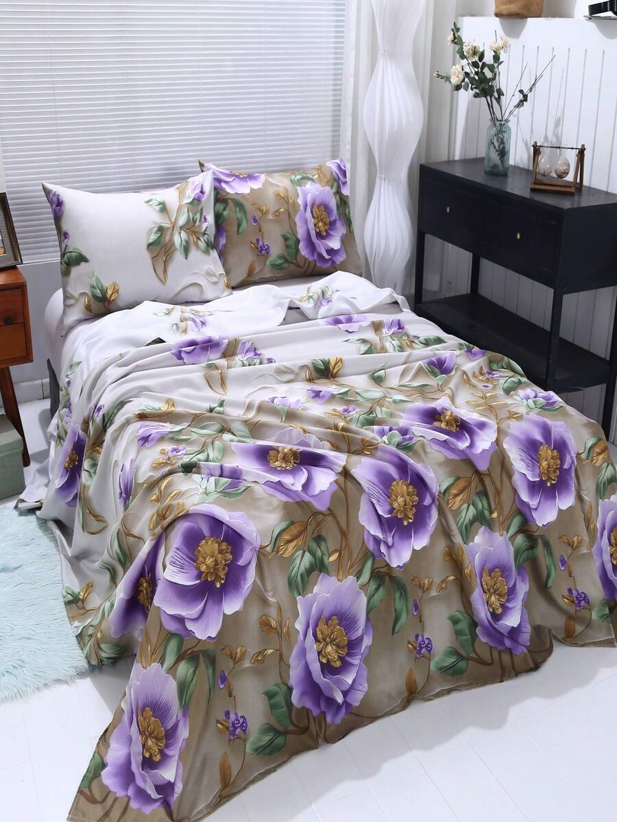 1pc 3D Trellis Floral Bedding Set, Soft & Wrinkle-Resistant, Suitable For Twin, Full, Queen, King Size Beds In Rental Homes, Hotels, Bedrooms, Dorms, Great Gift Idea