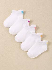 5 Pairs Baby Socks, Heel Pull Design To Prevent Slipping, Heart Pattern Decor, Soft & Skin-Friendly, Ankle Socks, Suitable For Daily Wear/Gifting/Travel, Applicable For Autumn/Winter, Newborn/Infant/Toddler Socks, Halloween, Thanksgiving, Christmas Gift - Multicolor - View 12