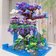 5000+片紫色樱花花屋积木，2025新款成人拼装娃娃桃花池复合拼图，高难度大型拼图，万圣节/圣诞节/新年/生日礼物（不含电源） - 彩色 - 查看 2