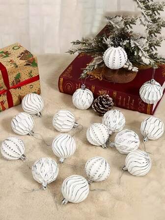 16-Piece Classic Round Christmas Tree Ornaments - 2.36-Inch Plastic Round Hanging Ornaments For All Holidays And Celebrations - Perfect For Weddings, Valentine's Day, Thanksgiving, And Halloween. Pool Party Ornaments, Paper Lanterns, Beach Ball Paper Lanterns, Hanging Paper Lanterns For Hawaiian Parties, Bridal Gatherings, Weddings, Birthday Party Supplies, Tropical Parties, Summer, Summer Sets.