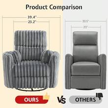 Recliner Chair With Massage, Rocking, And Swivel Glider Functions, Includes 2 Pillows, Comfortable Barrel Armchair For Bedroom, Nursery, Or Living Room - Xám - Xem 6
