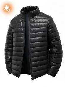 Men's Autumn/Winter Multi-Collar Motorcycle Long Sleeve Coat, Quilted Lining, Lightweight, Casual Outerwear - Apricot - View 2