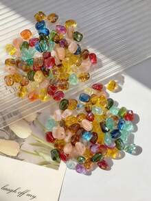 100/200 piezas de cuentas acrílicas asimétricas de colores variados, de estilo colorido y vintage, adecuadas para hacer pulseras, collares, aretes y accesorios de joyería bohemia DIY - Cuentas irregulares multicolores - Ver 2