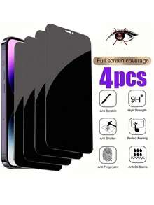 4-Pack Privacy Screen Protector Compatible With Iphone 18 Pro, 18 Pro Max, 17, 16e, 16 Pro Max, Protects Sensors, Compatible With Dynamic Island, 9H Anti-Peeping Tempered Glass Film, Scratch-Resistant, Compatible With Phone Cases, Easy Installation, Bubble-Free, Compatible With IPhone 15 Pro Max, 14, 13, 12, 11 7/8, XR, XS, XS Max - Black - View 21