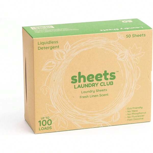 Tabletas de Lavandería Laundry Club - Hasta 100 Lavadas - 50 Tabletas - Recomendado por "Shark Tank" - Tabletas de Detergente para Lavandería - Aroma a Lino Fresco - Sin Botella de Plástico - Nueva Tecnología Sin Líquido - Ligero y Ecológico