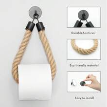 1个麻绳卫生纸架 - 自粘式壁挂安装 - 无需钻孔