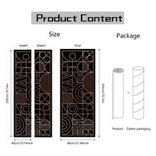 2 Sheets Self - Adhesive Door Sticker, 80cmx200cm/31.5x78.7inch Nature Tree Shadow Door Murals Stickers PVC Removable Wallpaper Decoration Home Bedrooms U200BLiving Room - 幾何線條 - 查看 3