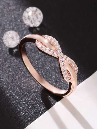 1 pieza Anillo de circonita personalizado y de moda, regalo versátil para mujeres en el Día de San Valentín, cumpleaños, fiesta