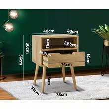 Bedside Table Drawers Side Organiser Tables Desk Nightstand Bedroom Furniture Storage Cabinets Wood - A4-wooden A4-wooden - View 8