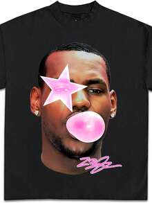King James Graphic T-Shirt Collection _ Y2K Vintage Basketball Rap _ Premium Heavyweight Tees For Men & Women - 黑色 - 查看 1