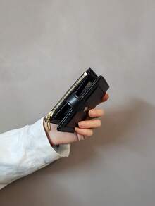 محفظة نسائية صغيرة بلون أحادي مع إغلاق بسوستة وأزرار، محفظة عملية متعددة الوظائف لحمل البطاقات والعملات، محفظة نسائية صغيرة وجميلة - متعدد الألوان - مشاهدة 11