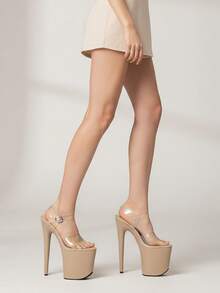 WUXIN H&P Women's 8 In Platform Sandal Heels With Ankle-Strap, Sexy Pole Dance High Heel, 20 Cm Exotic Dancer Shoes Stiletto - Màu be - Xem 3