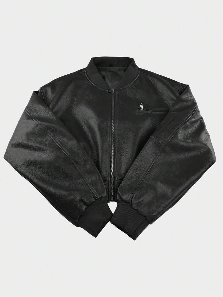 eaphi big collar leather short jacket Apperloth A 90s Punk Style