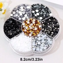 2mm 3mm 4mm 5mm 6mm, 5 Sizes, Multi Colors Mix, Crystal Beads Stones, Flower Shape Box Packed, Round Flatback Rhinestones Multi Colors Crystal Gems Glue On Jewelry Beads Glass Stones Diamond 3D Pattern Design Accessories Glitter Manicure Decal Decorations For Clothes, Bag, Shoes, Cups, Phone Covers, Handicrafts, Diy Trim. - MH-1 - View 3